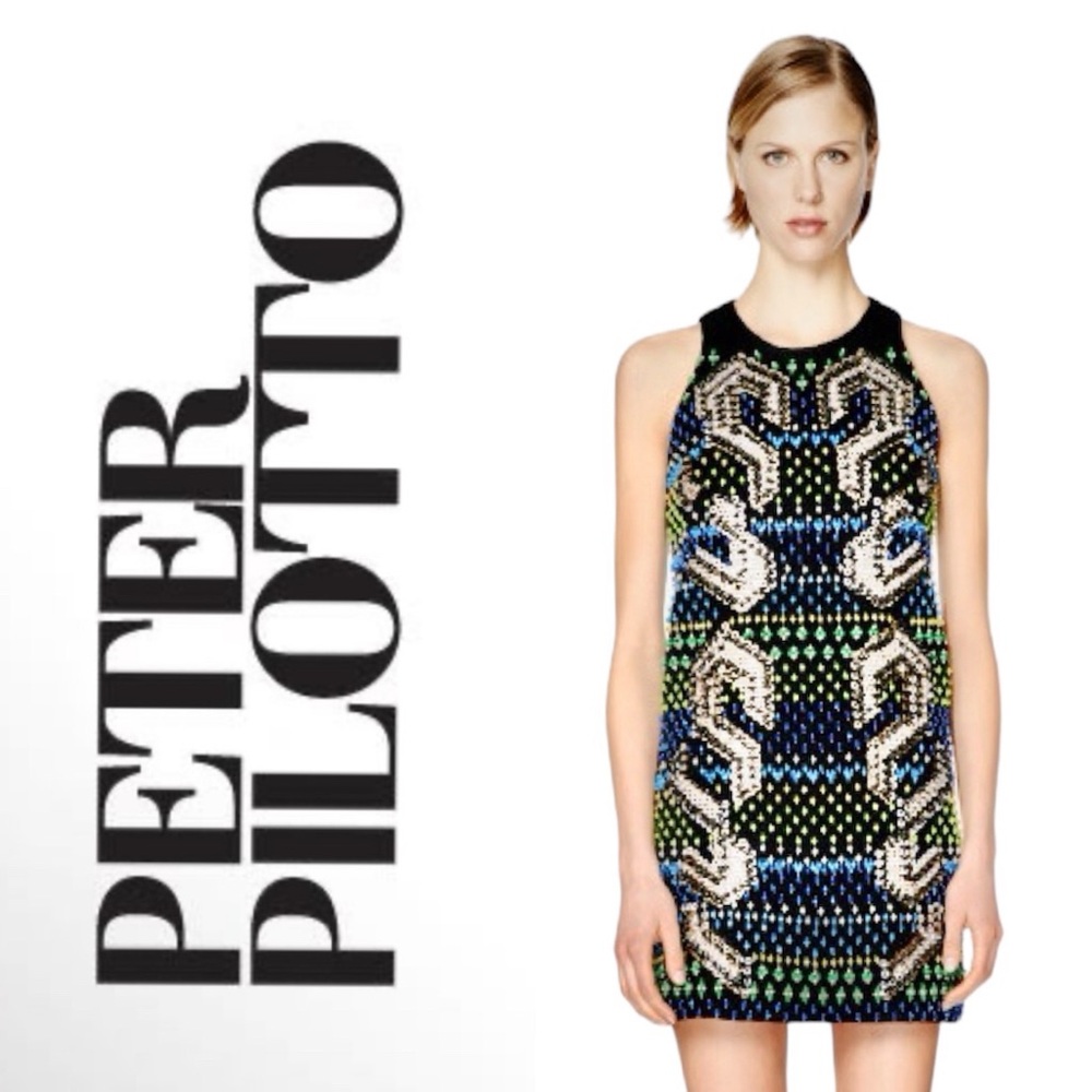 NWT PETER PILOTTO Designer Heavily Embellished Mini Shift Dress 2013 Spring